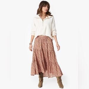 Xirena Iris High Low Midi Skirt Honeysuckle Size Small 100% Cotton Swing Skirt